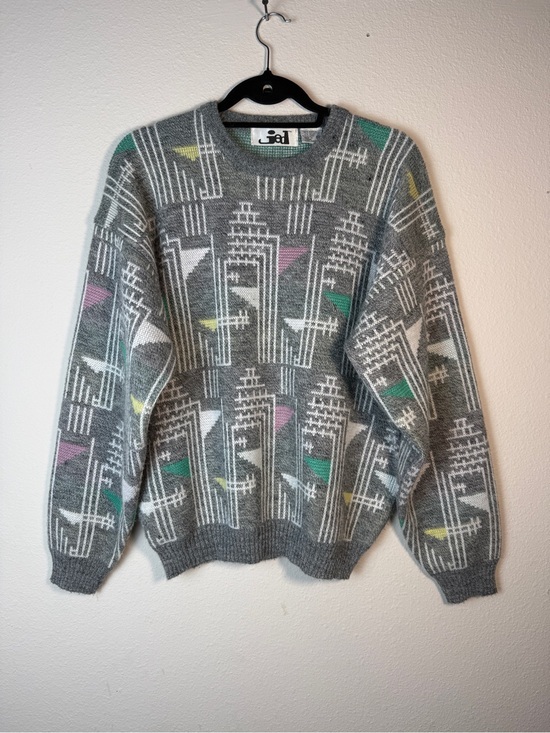 JED Other - Vintage JED Sweater Mens Medium Grey Geometric Abstract Knit Wool Blend Pullover